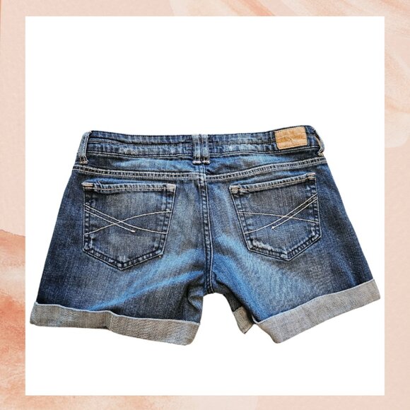 Aeropostale Dark Wash Cuffed Jean Shorts - Picture 2 of 3